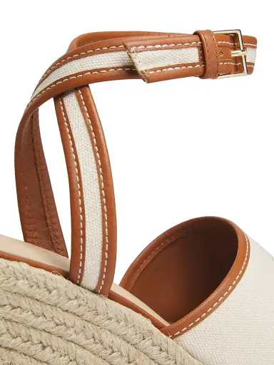 Cinq à Sept Women's Jesse 115MM Canvas Espadrille Platform Wedge Sandals - Natural Cognac | Thumbnail 5