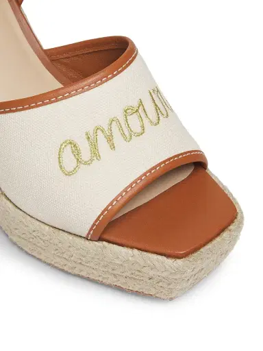 Cinq à Sept Women's Jesse 115MM Canvas Espadrille Platform Wedge Sandals - Natural Cognac | Thumbnail 6