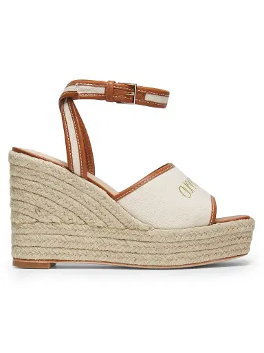 Cinq à Sept Women's Jesse 115MM Canvas Espadrille Platform Wedge Sandals - Natural Cognac | Thumbnail 1