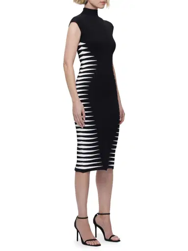 Hervé Léger Women's Colorblock Intarsia-Knit Midi-Dress - Black Alabaster | Thumbnail 3