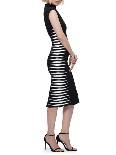 Hervé Léger Women's Colorblock Intarsia-Knit Midi-Dress - Black Alabaster | Thumbnail 6