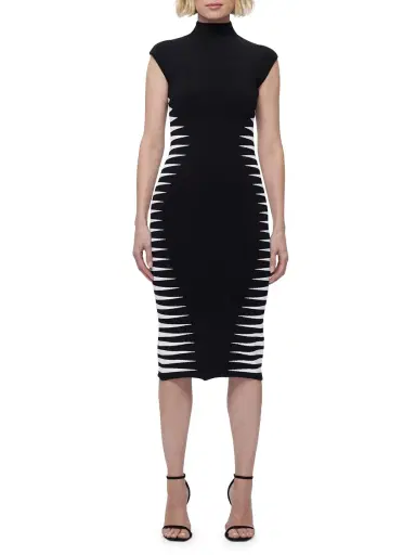 Hervé Léger Women's Colorblock Intarsia-Knit Midi-Dress - Black Alabaster | Thumbnail 1