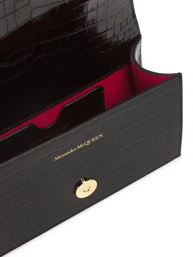 Alexander McQueen Women's Mini The Jeweled Embossed-Leather Satchel Bag - Black | Thumbnail 3