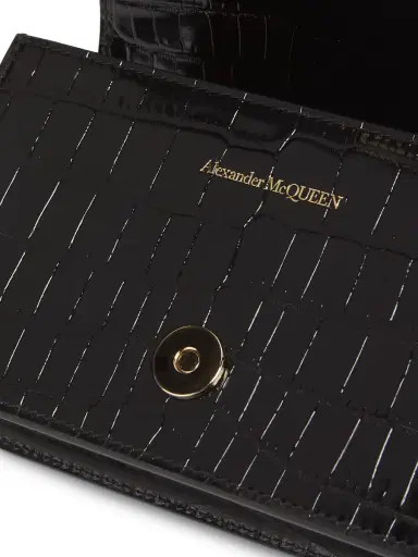 Alexander McQueen Women's Mini The Jeweled Embossed-Leather Satchel Bag - Black | Thumbnail 5