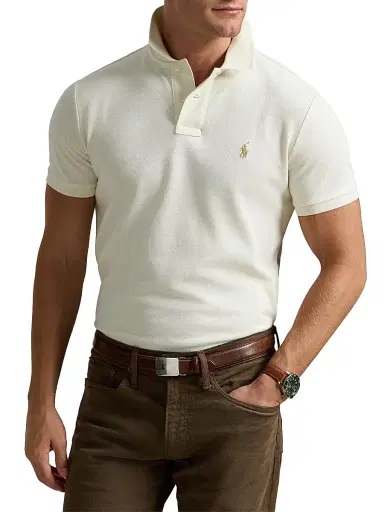 Polo Ralph Lauren Men's Slim-Fit Mesh Polo Shirt - Parchment Cream - Size XXL | Thumbnail 3 Polo Ralph Lauren Men's Slim-Fit Mesh Polo Shirt - Parchment Cream - Size XXL | Thumbnail 3