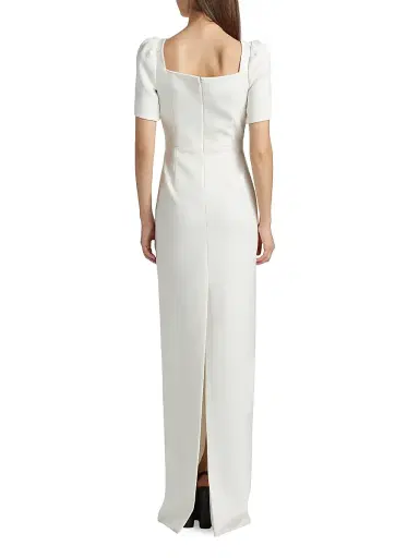 Teri Jon by Rickie Freeman Women's Floral Appliqué Gown - White Black - Size 14 | Thumbnail 5