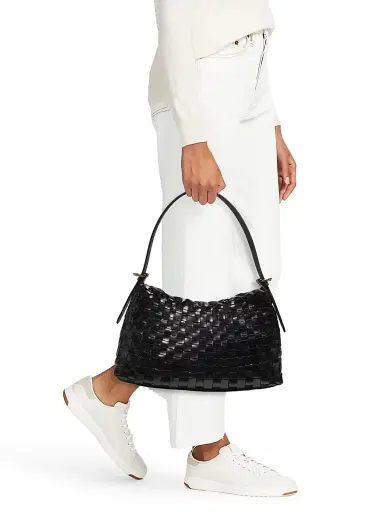 Dragon Diffusion Women's Salvage Woven Leather Hobo Bag - Black | Thumbnail 2