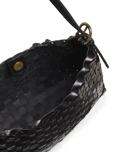 Dragon Diffusion Women's Salvage Woven Leather Hobo Bag - Black | Thumbnail 3