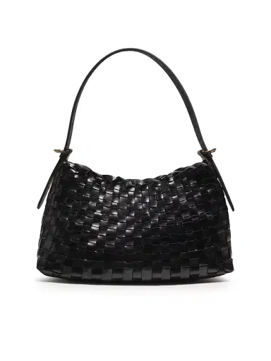 Dragon Diffusion Women's Salvage Woven Leather Hobo Bag - Black | Thumbnail 1