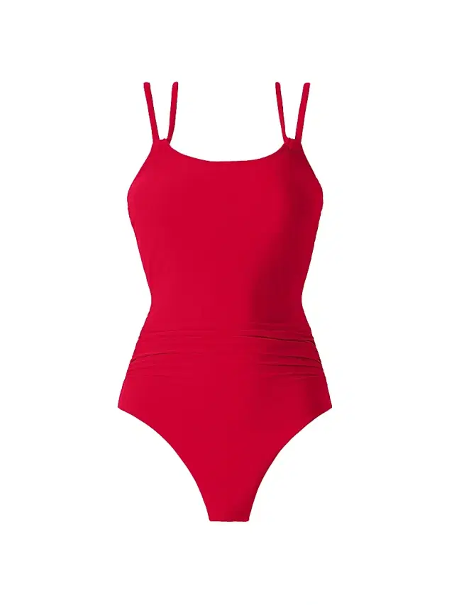 Women's Solids Sigourney Shirred One-Piece Swimsuit - Mars