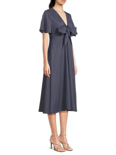 Harshman Women's Fiorella A-Line Cotton & Linen Midi-Dress - Dark Indigo - Size Small | Thumbnail 4