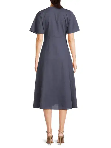 Harshman Women's Fiorella A-Line Cotton & Linen Midi-Dress - Dark Indigo - Size Small | Thumbnail 5