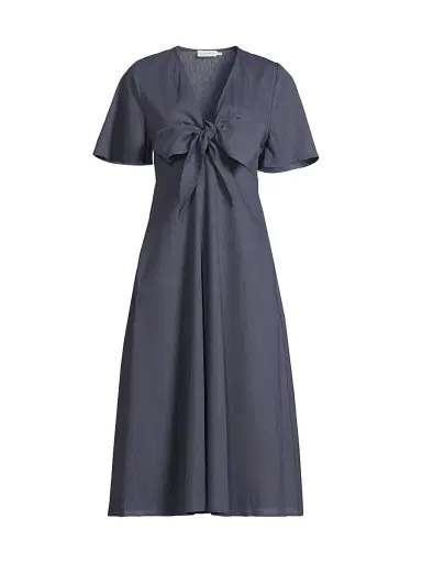 Harshman Women's Fiorella A-Line Cotton & Linen Midi-Dress - Dark Indigo - Size Small | Thumbnail 1