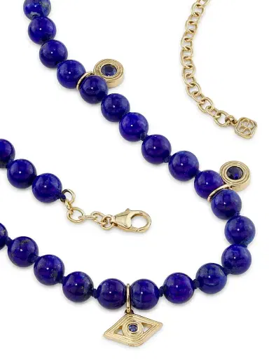 Sydney Evan Women's 14K Yellow Gold, Lapis Lazuli & Blue Sapphire Evil Eye Charm Necklace - Sapphire | Thumbnail 3 Sydney Evan Women's 14K Yellow Gold, Lapis Lazuli & Blue Sapphire Evil Eye Charm Necklace - Sapphire | Thumbnail 3