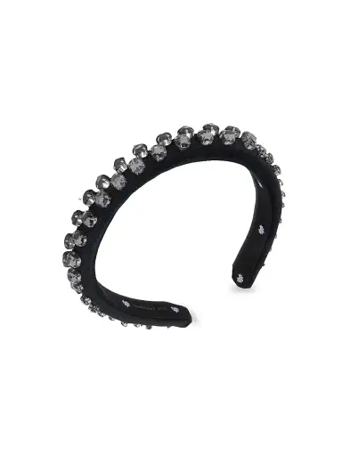 Lele Sadoughi Women's Gigi Crystal-Embellished Velvet Headband - Silver Jet | Thumbnail 3 Lele Sadoughi Women's Gigi Crystal-Embellished Velvet Headband - Silver Jet | Thumbnail 3