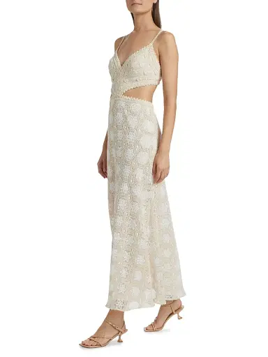 PatBO Women's Crocheted Cut-Out Maxi Dress - Off White | Thumbnail 4