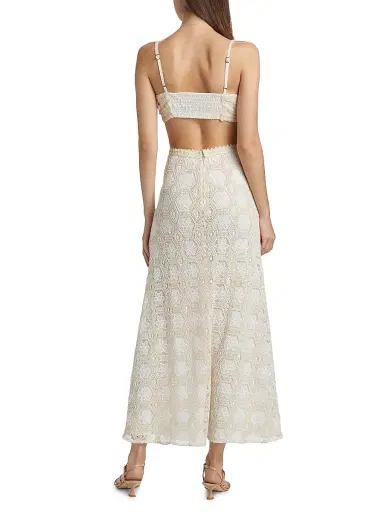 PatBO Women's Crocheted Cut-Out Maxi Dress - Off White | Thumbnail 5