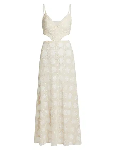 PatBO Women's Crocheted Cut-Out Maxi Dress - Off White | Thumbnail 1