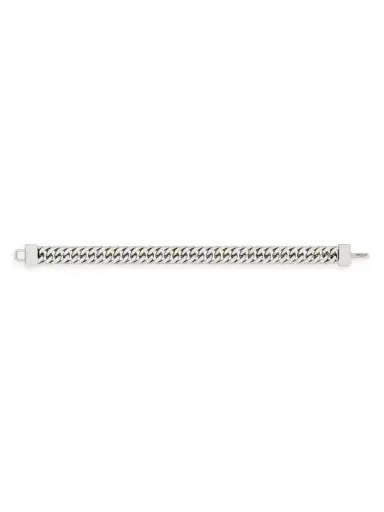 Saint Laurent Men's Curb Chain Bracelet in Metal - Palladium | Thumbnail 2