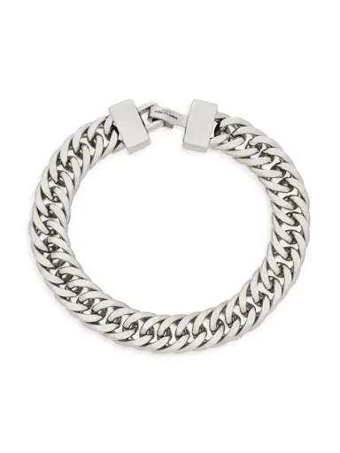 Saint Laurent Men's Curb Chain Bracelet in Metal - Palladium | Thumbnail 3