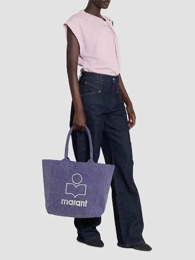 Isabel Marant Women's Small Yenky Canvas Logo Tote Bag - Faded Purple | Thumbnail 2