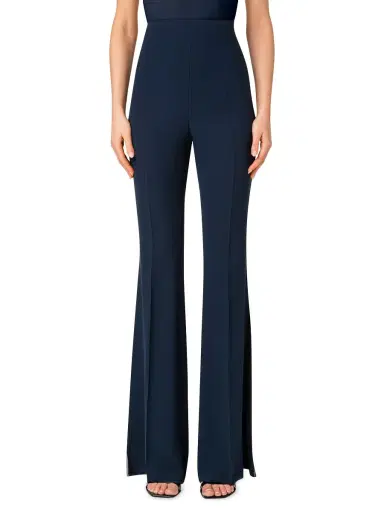 Akris Women's Faralda Flare Silk Georgette Pants - Navy | Thumbnail 1