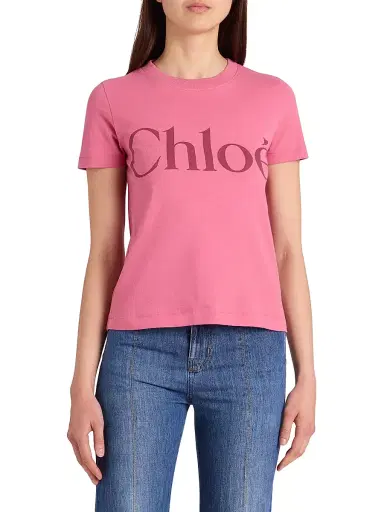 Chloé Women's Logo Cotton T-Shirt - Sweet Pink | Thumbnail 3
