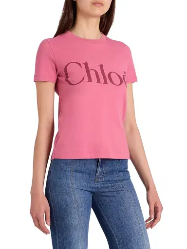 Chloé Women's Logo Cotton T-Shirt - Sweet Pink | Thumbnail 4