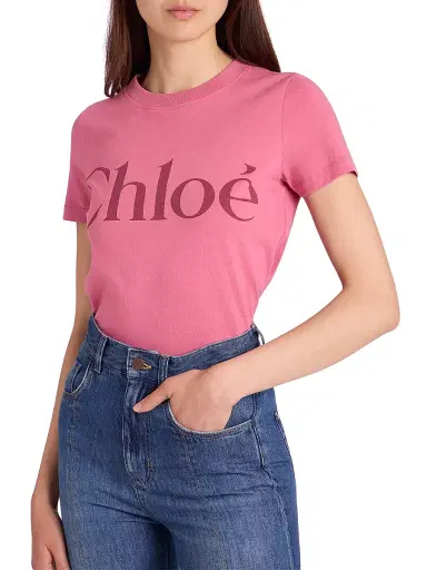 Chloé Women's Logo Cotton T-Shirt - Sweet Pink | Thumbnail 6
