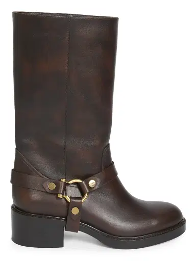 Chloé Women's Dakota Leather Tall Shaft Boots - Oak Brown | Thumbnail 1