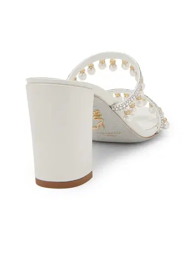 René Caovilla Women's 80MM Chandelier Imitation Pearl & Rhinestone Satin Mules - Crystal | Thumbnail 3 René Caovilla Women's 80MM Chandelier Imitation Pearl & Rhinestone Satin Mules - Crystal | Thumbnail 3