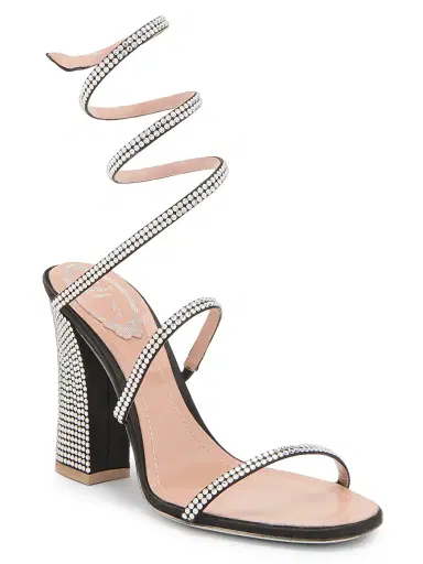 René Caovilla Women's 105MM Cleo Satin Sandals - Black Crystal | Thumbnail 2