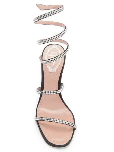 René Caovilla Women's 105MM Cleo Satin Sandals - Black Crystal | Thumbnail 4