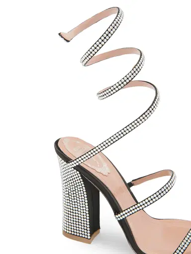 René Caovilla Women's 105MM Cleo Satin Sandals - Black Crystal | Thumbnail 5
