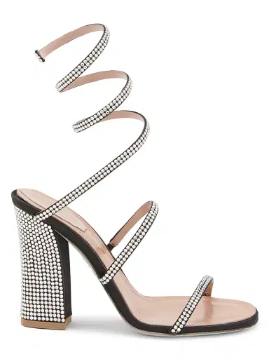 René Caovilla Women's 105MM Cleo Satin Sandals - Black Crystal | Thumbnail 1