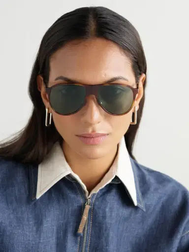 Brunello Cucinelli Aviator-style Tortoiseshell Acetate And Gold-tone Sunglasses | Thumbnail 2