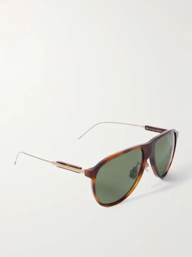 Brunello Cucinelli Aviator-style Tortoiseshell Acetate And Gold-tone Sunglasses | Thumbnail 3