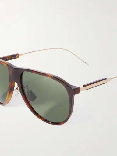 Brunello Cucinelli Aviator-style Tortoiseshell Acetate And Gold-tone Sunglasses | Thumbnail 4