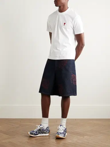 AMI PARIS Logo-Embroidered Stretch Organic Cotton-Jersey T-Shirt - Men | Thumbnail 2 AMI PARIS Logo-Embroidered Stretch Organic Cotton-Jersey T-Shirt - Men | Thumbnail 2
