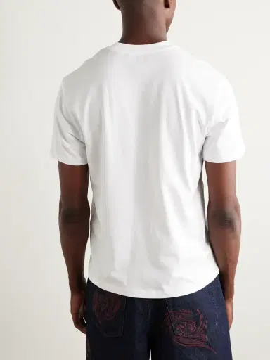 AMI PARIS Logo-Embroidered Stretch Organic Cotton-Jersey T-Shirt - Men | Thumbnail 3 AMI PARIS Logo-Embroidered Stretch Organic Cotton-Jersey T-Shirt - Men | Thumbnail 3
