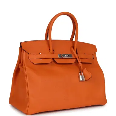 HERMÈS Pre-owned Hermes Birkin 35 Orange Epsom Palladium Hardware | Thumbnail 2 HERMÈS Pre-owned Hermes Birkin 35 Orange Epsom Palladium Hardware | Thumbnail 2