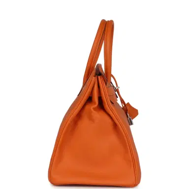 HERMÈS Pre-owned Hermes Birkin 35 Orange Epsom Palladium Hardware | Thumbnail 3 HERMÈS Pre-owned Hermes Birkin 35 Orange Epsom Palladium Hardware | Thumbnail 3