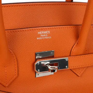 HERMÈS Pre-owned Hermes Birkin 35 Orange Epsom Palladium Hardware | Thumbnail 7 HERMÈS Pre-owned Hermes Birkin 35 Orange Epsom Palladium Hardware | Thumbnail 7