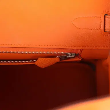 HERMÈS Pre-owned Hermes Birkin 35 Orange Epsom Palladium Hardware | Thumbnail 9 HERMÈS Pre-owned Hermes Birkin 35 Orange Epsom Palladium Hardware | Thumbnail 9