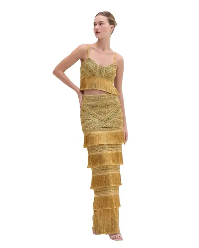 PatBo PAMPAS FRINGE MAXI SKIRT