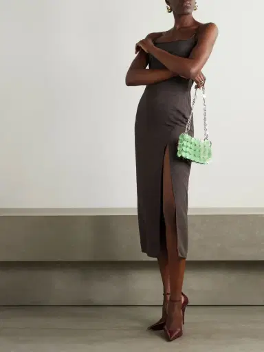 Jacquemus Notte Embellished Croc-effect Crepe Midi Dress | Thumbnail 2 Jacquemus Notte Embellished Croc-effect Crepe Midi Dress | Thumbnail 2