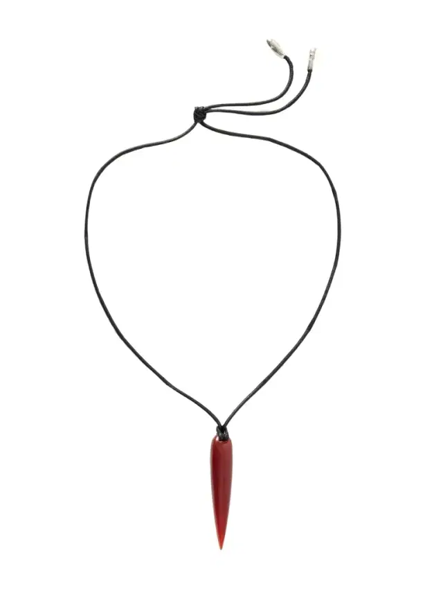 Small Spear Vegan Material, Carnelian And Silver Necklace