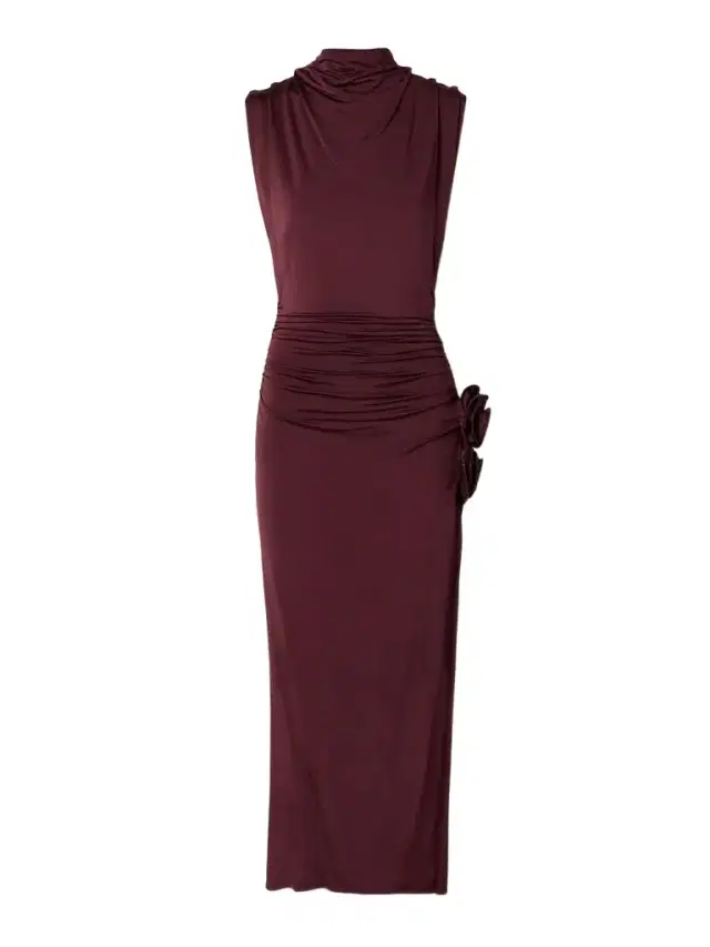Appliquéd Draped Stretch-jersey Midi Dress