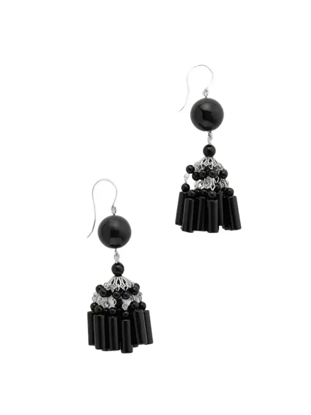 Flamenco Silver Onyx Earrings