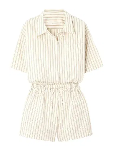 Faithfull Faia Belted Striped Cotton-poplin Playsuit | Thumbnail 1